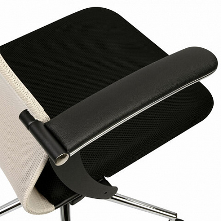 Кресло офисное BRABIX PREMIUM "Ultimate EX-801" хром, плотная двойная сетка Х2, черное/бежевое, 532919