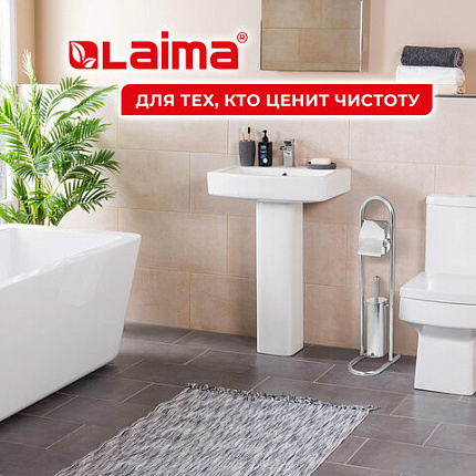 Ершик для унитаза СТОЙКА + держатель туалетной бумаги, нержавеющая сталь, зеркальный, LAIMA, 609079