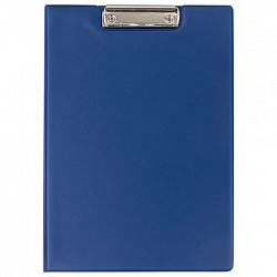 Папка-планшет ОФИСМАГ, А4 (340х240 мм), с прижимом и крышкой, картон/ПВХ, РОССИЯ, синяя, 225983