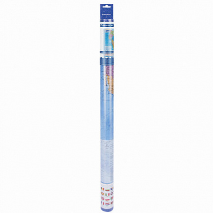 Карта мира политическая 101х70 см, 1:32М, с ламинацией, интерактивная, европодвес, BRAUBERG, 112381