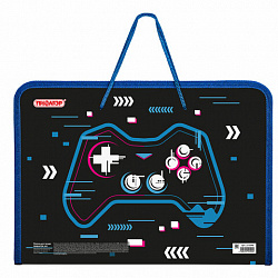 Папка для труда на молнии с ручками ПИФАГОР А4, 1 отделение, пластик, органайзер, "Lucky gamer", 273390