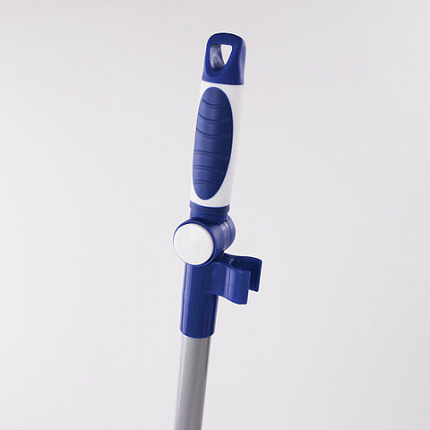 Совок для мусора КОМПЛЕКТ щетка + 2 рукоятки по 66 см металлические, резиновая кромка, синий, LAIMA, 601474