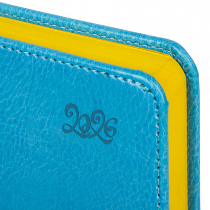 Ежедневник датированный 2026, А5, 138x213 мм, BRAUBERG "Rainbow", под кожу, бирюзовый, 117076