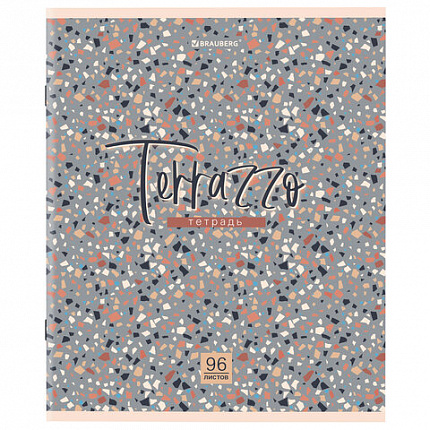 Тетрадь А5 96 л. BRAUBERG скоба, клетка, обложка картон, "Terrazzo" (микс в спайке), 404437