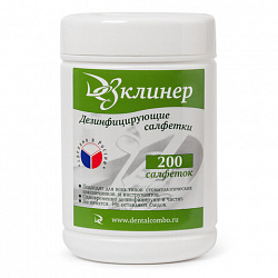 Дезинфицирующие салфетки для обработки поверхностей 200 шт., ДЕЗКЛИНЕР, банка
