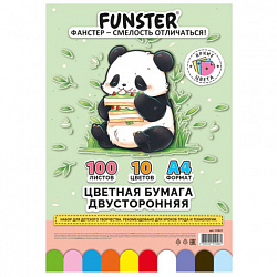 Цветная бумага А4 ТОНИРОВАННАЯ В МАССЕ, 100 листов, 10 цветов, короб, 80 г/м2, FUNSTER (ФАНСТЕР), 210х297 мм, 117617