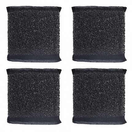 Губка-скрабер 11х10х1,5 см, поролон + металлическая оплетка, КОМПЛЕКТ 4 штуки, посуда, уборка, LAIMA, 700059