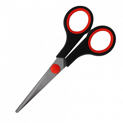 Ножницы 155 мм, бюджет, резиновые вставки, черно-красные, STAFF ECO, 238943