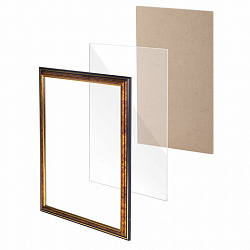 Рамка 21х30 см небьющаяся, пластик, багет 20 мм, BRAUBERG "HIT3", бронза с двойной позолотой, 390989