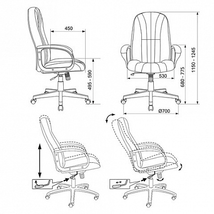 Кресло офисное T-898AXSN, ткань, черное, 1070382
