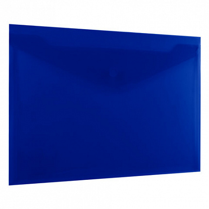 Папка-конверт с кнопкой прозрачная А4 BRAUBERG UNIVERSAL, до 100 листов, синяя, 0,15 мм, 273071