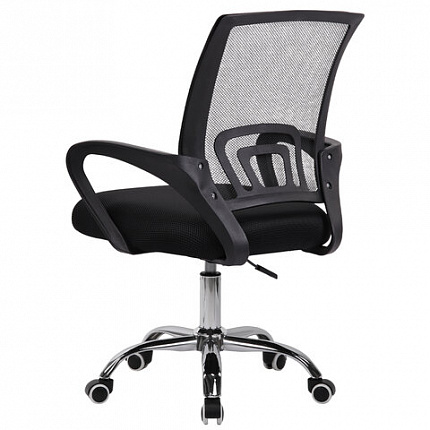 Кресло CROMEX (КРОМЕКС) "Top CH-695", ХРОМ, с подлокотниками, сетка/ткань TW, черное, 533066