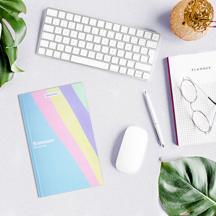 Блокнот А5 134х206 мм, 80 л., твёрдый, клетка, BRAUBERG, кросс-серия PASTEL, 117015