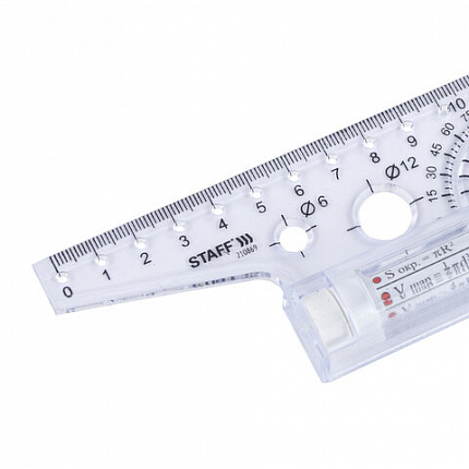 Линейка с роликом (рейсшина) 22 см, металлический ролик, картонная коробка, STAFF, 210869