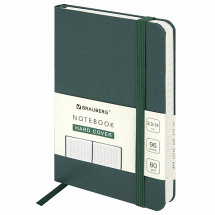 Блокнот МАЛЫЙ ФОРМАТ (93х142 мм) А6, BRAUBERG ULTRA, балакрон, 80 г/м2, 96 л., клетка, темно-зеленый, 113055