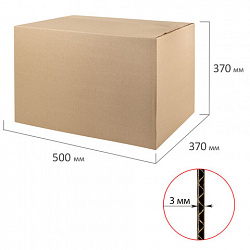 Гофрокороб, длина 500 мм х ширина 370 мм х высота 370 мм, марка Т22, профиль В, FEFCO 0201 / ГОСТ, исполнение А, 440107