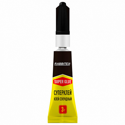 Клей секундный суперклей УЛЬТРАПРОЧНЫЙ, отрывная мультикарта 12 шт., 3 грамма, RABBITEX (РАББИТЕКС) "ДВА СЛОНА", 609810