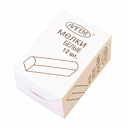 Мел белый квадратный 12 штук, АЛГЕМ, картонная упаковка, НМБ-12