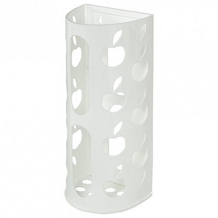 Держатель контейнер корзина APPLE для пакетов, мешков, бахил, 37,5х16х13 см, белый, LAIMA, 608368