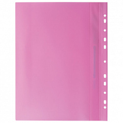Скоросшиватель пластиковый с перфорацией BRAUBERG, А4, 140/180 мкм, розовый, 226588