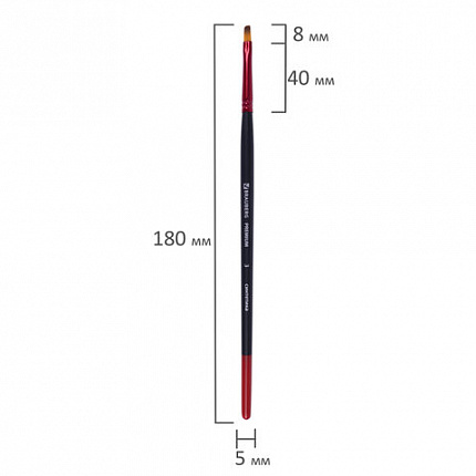 Кисть синтетика, плоская № 3, BRAUBERG PREMIUM, 201012