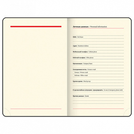 Ежедневник недатированный БОЛЬШОЙ ФОРМАТ (175х247 мм) B5, BRAUBERG "Imperial", под гладкую кожу, 160 л, кремовый блок, темно-синий, 124971