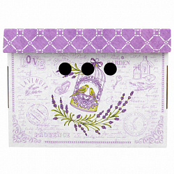 Короб для хранения из плотного микрогофрокартона 330х250х185 мм, КОМПЛЕКТ 4 шт., BRAUBERG HOME "Лаванда", 271813