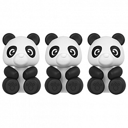 Ластик-топпер для карандаша FUNSTER (ФАНСТЕР) "ПАНДЫ", НАБОР 3 ШТУКИ, блистер, 274012