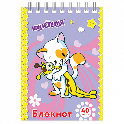 Блокнот МАЛЫЙ ФОРМАТ А7 75х105 мм, 40 л., гребень, картон, клетка, ЮНЛАНДИЯ, "МУЛЬТЯШКИ", 129860