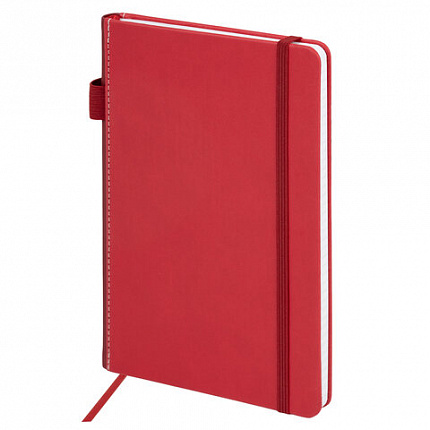 Блокнот А5 135x212мм BRAUBERG "Soft touch" под кожу, резинка, держатель, 80л клетка, розовый, 117148