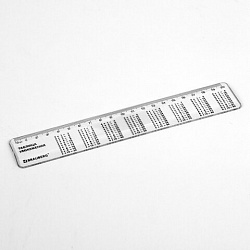 Линейка пластиковая 20 см, BRAUBERG, справочная, таблица умножения, 210832