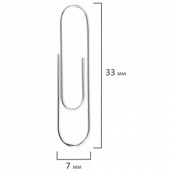 Скрепки STAFF, 33 мм, оцинкованные, 100 шт., в картонной коробке, 270445