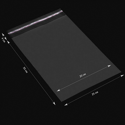 Пакет БОПП с клеевым клапаном, КОМПЛЕКТ 100 шт., 25х35+4 см, толщина 30 мкм, с усиленным швом