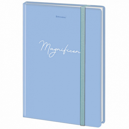 Блокнот с резинкой в клетку 96 л., А5 145х203 мм, твердая обложка, BRAUBERG, "Pastel", 115533