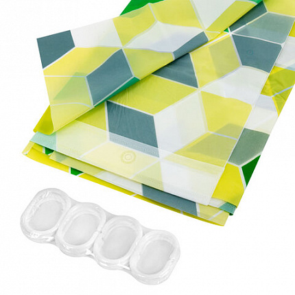 Шторка для ванной PEVA, 180х200 см, кольца в комплекте, дизайн ассорти, ФИГУРЫ, PRIMILA (ПРИМИЛА), 700075