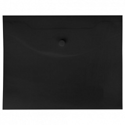 Папка-конверт с кнопкой прозрачная МАЛОГО ФОРМАТА, А5, BRAUBERG "UNIVERSAL", черная, 0,15 мм, 273067