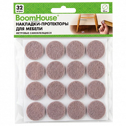 Накладки-протекторы для мебели ФЕТР самоклеящиеся, d=25 мм, бежевые, КОМПЛЕКТ 32 шт, BoomHouse, 701820