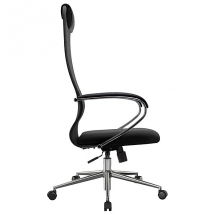 Кресло офисное МЕТТА "SU-B-8" хром, ткань-сетка, сиденье мягкое, черное