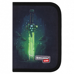 Пенал BRAUBERG KIDS, 1 отделение, 2 откидные планки, 21х14 см, "Neon sword", 274546