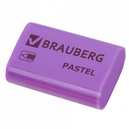 Ластик BRAUBERG "Pastel", 37х24х11мм, ассорти пастельных цветов, экологичный ПВХ, 229582