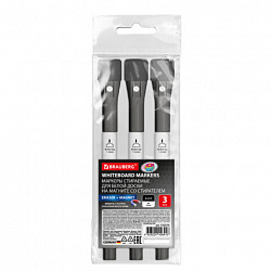 Маркеры на магните со стирателем для белой доски и планера, 3 шт., черные, BRAUBERG POP-ART, 1-2 мм, 152570