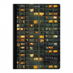 Тетрадь А4 96 л. BRAUBERG, на сшивке с корешком, клетка, обложка картон, "Многоэтажки", 405285