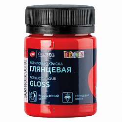 Краска акриловая глянцевая "Декола", банка 50 мл, красная, Невская Палитра, 2928331