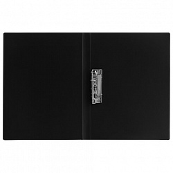 Папка с боковым металлическим прижимом BRAUBERG стандарт, черная, до 100 листов, 0,6 мм, 221630