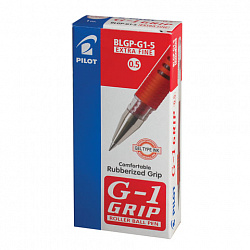 Ручка гелевая с грипом PILOT "G-1 Grip", КРАСНАЯ, корпус прозрачный, узел 0,5 мм, линия письма 0,25 мм, BLGP-G1-5, BLGP-G1-5 R