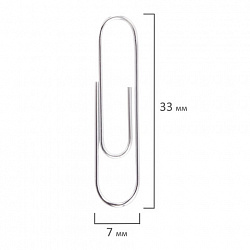Скрепки ОФИСМАГ, 33 мм, никелированные, 100 шт., в картонной коробке, 225153