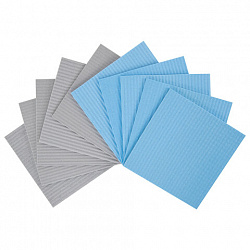 Салфетки губчатые для уборки кухни 15х15 см, ЦЕЛЛЮЛОЗНЫЕ, КОМПЛЕКТ 10 шт., 5 серых / 5 голубых, LAIMA, 700263