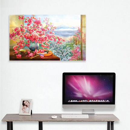 Картина стразами (алмазная мозаика), 40х50 см, ОСТРОВ СОКРОВИЩ "Букет сакуры", на подрамнике, 663874