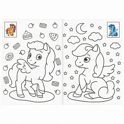 Книжка-раскраска С СИЯЮЩИМИ НАКЛЕЙКАМИ, АССОРТИ дизайнов, 195х276 мм, 16 стр., ПП