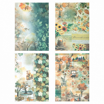 Бумага для скрапбукинга 15х21 см "Осень", двусторонняя, 12 листов, 240 г/м2, ОСТРОВ СОКРОВИЩ, 665446